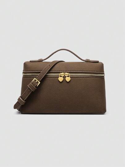 1pc Solid Color Litchi Grain PU Square Crossbody Bag, Suitable For Women's Daily Fashion Matching And Outings