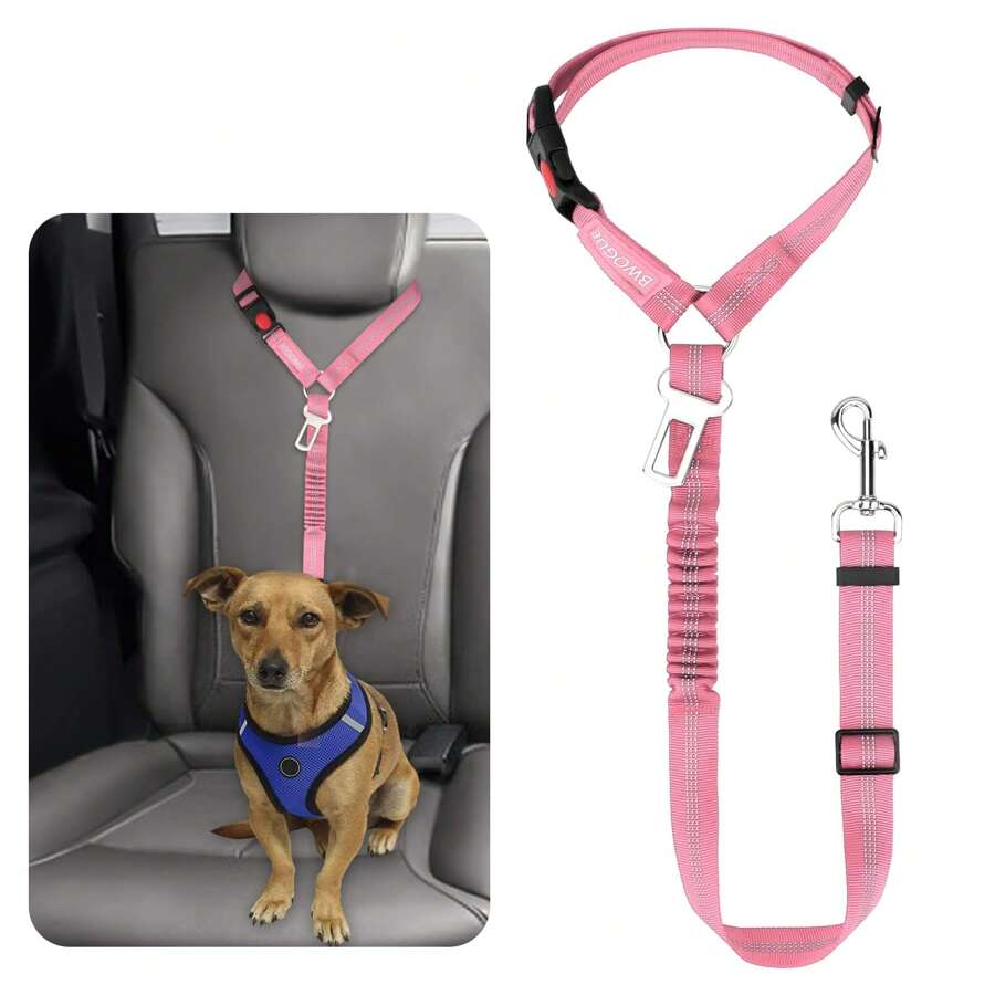 Dog Seat Belt Dog Car Seat Dog Leash 1pc Cute Pink Dog Car Seatbelt Leash With Floral Design - Adjustable, Reflective  Harness For Pet Cats And Dogs, Multiple Colors Available, Travel  Gear|Floral Pattern Leash|Adjustable Strap, Dog Accessories - Pink - View 1