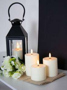 3pcs Remote Control LED Flickering Electronic Candle Lights - Battery Powered Night Lights, Realistic Candle Design Suitable For Birthday, Wedding, Home Decor, Party Events, Proposal, Christmas, Valentine's Day, Candle Lighting, Flame Effect Lighting - ánh sáng trắng ấm áp - Xem 5