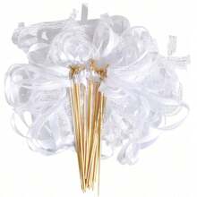 10/20 件丝带魔杖，带三重丝带和金铃铛派对魔杖，派对礼品彩带丝带棒魔法仙女棒，用于婚礼装饰