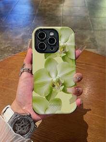 1 Ốp lưng điện thoại bảo vệ hai lớp bằng TPU mềm + PC có họa tiết hoa lan xanh tươi, chống trượt, chống sốc, tương thích với iPhone 11/12/13/14/15/16/16 Plus/16 Pro/16 Pro Max - Nhiều màu - Xem 1