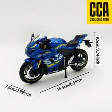 C C A 1:12 Suzuki GSX R1000 Negro/Azul, Kawasaki R, Juguete modelo de motocicleta de aleación, puede mantenerse en pie, el volante gira, las ruedas traseras tienen suspensión realista, juguete coleccionable de exhibición de motocicleta (sin base) - Negro - Ver 7