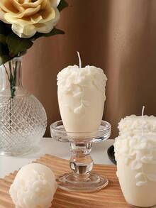 Nordic Art Scented Candles, Creative Home Fragrance Souvenirs, Rattan Floral, Peony Flower Shaped Candle Decor, Ins Style White Cylindrical Candle Decor, Suitable For Valentine's Day, Daily Use, Gifts, Weddings, Souvenirs, Picnics, Parties, Ramadan, Easter, Christmas, Halloween, Dining Table Decor, Etc. - Multicolor - View 4