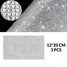 Nastro adesivo con strass, adesivo con strass argentato, nastro artigianale rimovibile e tagliabile fai-da-te, per specchi, auto, abbigliamento, regali, feste e decorazioni domestiche