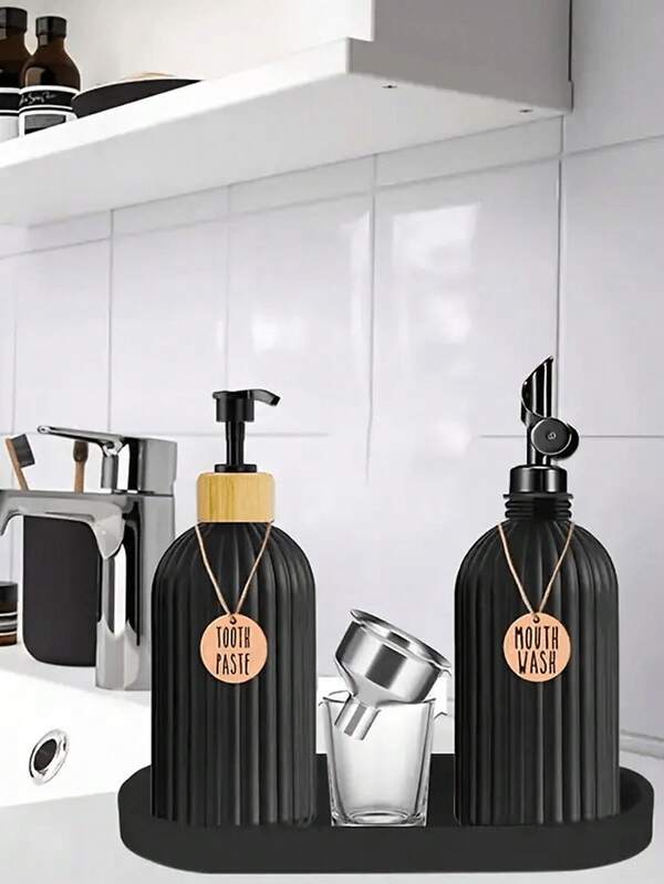 1/2pcs Oval Bathroom Counter Tray - Multi-Purpose Modern Kitchen Sink, Bathroom, Counter Organizer, Black