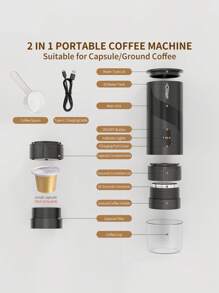 CLITON Premium Portable Capsule Coffee Machine - Single Unit Or Gift Set | Includes Manual Coffee Grinder, Milk Frother | Holiday Gift For Coffee Lovers | Compact & Portable, Suitable For Office, Travel And Home Kitchen