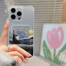 Portatarjetas Transparente Insertable Estilo INS Personalizado para iPhone X XS Max XR 11 12 13 14 15 16 Pro Max SE 2 6 7 8 Plus Estilo Coreano Lindo Gato Moda Suave Borde Completo Hermoso Adecuado para Regalos de Vacaciones Pareja Combinando Nicho Minimalista - Colores mixtos - Ver 8