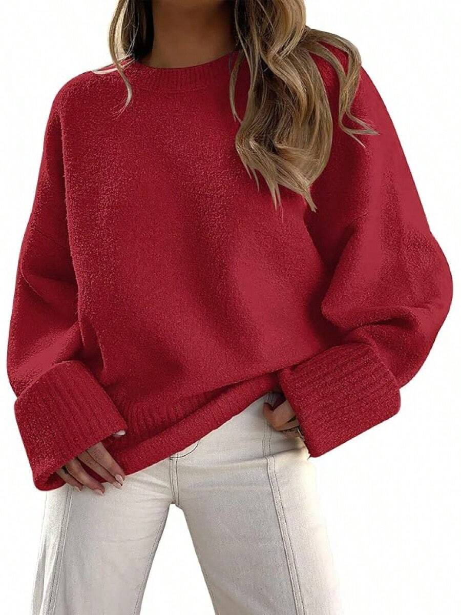 Women's Oversized Sweaters Fuzzy Chunky Warm Pullover Sweater/Vacation Outfits Women/Valentine Outfits For Women - 寶石紅 - 查看 1