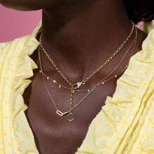 Gold Pendant Necklace For Women, Dainty Diamond Necklaces For Women Simple 14K Gold Plated Paperclip Choker Necklaces Cute Minimalist Open Oval Necklaces Gold Jewelry For Women Gifts - 金色+迴紋針金色 - 查看 4