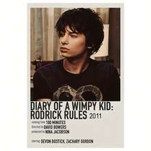 [2D Flat] 1pc Frameless Canvas Wall Art Print - "A Diary Of A Wilpy" Rodrick Rules 2011 Movie Poster, Modern Art Deco Style, Black Shirt Character Design, Ideal For Living Room, Bedroom, Office, Cafe Decor, 12x18 Inches, Office Artwork |   Vintage Poster |   Soft Canvas Material, Canvas Wall Art - trắng - Xem 2