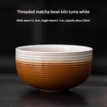 One-Piece Set Of 500ml/700ml Round Striped Ceramic Matcha Bowl, Song Dynasty Tea Ordering Tool Ceramic Threaded Tea Bowl, Tea Stand, Silver Flower Paper High-Temperature Roasting Process, Fadeless, Beautiful And Durable, Easy To Carry And Use, Suitable For Business Meetings, Art Appreciation, Outdoor Travel And Leisure Occasions Japanese Tea Ceremony Bowls And Tea Ceremony Accessories 1pc - Multicolor - View 22