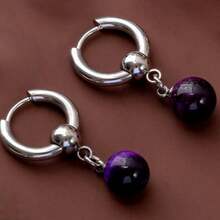 Multicolor Tiger Eye Stone Beaded Pendant Stainless Steel Earrings, Essential Gift For Women. The Stone Shape And Color May Vary, And Slight Cracks Or Mineral Spots Are Normal.