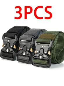 3 pièces/2 pièces/1 pièce Ceinture tactique de sport extérieur pour hommes, sangle en nylon multifonctionnelle avec boucle à dégagement rapide, accessoires d'équipement de randonnée et de camping, accessoires de sport, un excellent cadeau pour l'automne, l'Halloween, l'automne-hiver. Convient aux adolescents, aux jeunes, aux hommes, aux tenues décontractées, aux activités de plein air, aux vacances, aux cadeaux de remise de diplôme, d'anniversaire, pour un usage quotidien - Multicolore - Voir 18