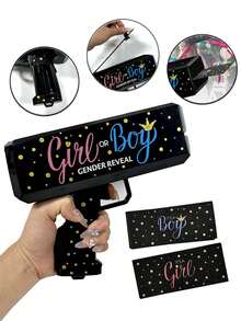 101件/套 - 黑金皇冠性别揭晓彩纸礼炮，包含黑金、粉蓝三色彩纸和礼炮，是性别揭晓派对、迎婴派对、男孩/女孩破冰游戏的理想之选。（注：需3节AAA电池。） - 彩色 - 查看 7