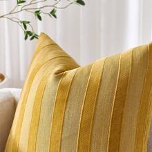 1个/2个芥末黄3D条纹抱枕套(不含枕芯),现代时尚柔软雪尼尔和仿亚麻混纺双色条纹舒适抱枕套,适用于家居沙发、卧室、装饰,四季皆宜。 - 芥末黃 - 查看 5