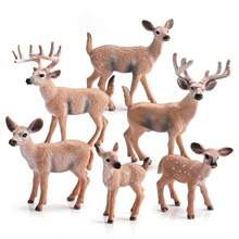 Simulation Christmas Forest Elk, Reindeer, White-Tailed Deer Animal Display Model Set Toys, Desk Display Solid Animal Model Reindeer