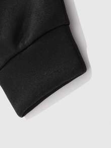 Modcrash 男士半拉链卫衣，黑白拼接赛车号码图案印花，休闲套头卫衣，春夏款 - 黑與白 - 查看 7