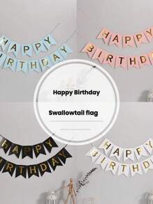 1pc Set, Happy Birthday Banner, Swallow Tail Flag, Multi-Color Golden Flashing Letter Banner, Birthday Pull Flag, Creative Party Decoration Fish-Tail Pull Flag, Letter Pull Flag, Swallow Tail-Themed Birthday Party Supplies, Children's Toys, Room Decoration Props, Birthday Decorations