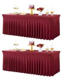 1 pieza Mantel de mesa de tela de espándex blanco, resistente a las arrugas y lavable, se ajusta a mesas de comedor rectangulares, funda elástica para mesa de patio, adecuada para bodas, banquetes, fiestas, estilo Ins de lujo, mantel elástico blanco para hotel, banquete, cumpleaños, conferencia