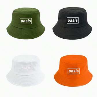 1pc Unisex Oasis Band Classic Logo Multicolor Autumn/Winter Bucket Hat With Detachable Windproof Cord, Washable Polyester Material, Wide Brim Design For Sun Protection, Lightweight & Foldable Beach Hat, Suitable For Outdoor Travel & Adventure Winter Warm
