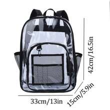 1pc Transparent Backpack, Transparent Backpack, Neutral Transparent Bag, School Transparent Backpack, Music And Sports Venues Dedicated Transparent Bag - Black - View 6