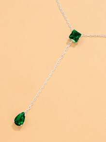 1 Stück Damen Halskette mit grünem Kristallanhänger, Boho-Stil Modeschmuck Anhänger, personalisiertes Schmuckzubehör