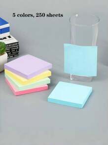 4 /5Pads Pastel-Colored Sticky Notes 7.6 X 7.6 Cm , Morandi Colors Self-Stick Pads, Easy To Post For Home, Office, Notebook, 50 Sheets Per Pad