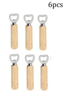 12/6/2/1 Piece Wooden Handle Bottle Opener - Solid Wood Design, Ergonomic Grip, Easy To Open Bottle, Suitable For Home Kitchen And Bar Party Use, Kitchen Bottle Opener | Natural Wood Surface Treatment | Durable Wooden Handle, Beer Bottle Opener, Halloween And Christmas Party Supplies