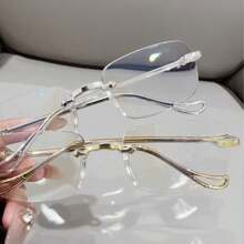 1 Stück/2 Stück/3 Stück Damen randlose leichte Mode Brillen mit klaren Gläsern für einen Vintage Look, klare Brillen Accessoires für Frauen
