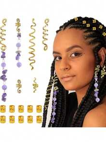 16 件女士宝石装饰波西米亚风发圈，用于头发装饰、爪夹、发夹、发夹、发夹、发夹