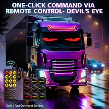 Decoraciones navideñas-Luz LED de ojo para parabrisas de coche 1/2 juegos, 9,2 * 37,4 cm, ojos led para auto, panel de pantalla LED flexible, luz de ojo de diablo de parabrisas de camión con control remoto Bluetooth - ojos de diablo1664-9,2 * 37,4 cm-2uds - Ver 4