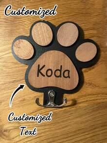 Gancho personalizado para correa de perro con texto personalizado, gancho de pared de madera con nombre personalizado para correa de perro, gancho de dibujos animados con palabra personalizable, ornamental, elegante para gato, lindo, colorido, único, artículos para el hogar personalizados, regalos ideales para él, regalos ideales para ella, familia, amigos, amantes de las mascotas, para aniversarios, con grabado, elegante, moda, vintage, lindo, contratado, único, personalizado, personalizado para mascotas para aniversarios, suministros de regalo de Navidad - Multicolor - Ver 3