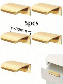 5/10 件免钻铝合金隐藏式橱柜把手 - 光滑拱形设计，哑光饰面，适用于衣柜和抽屉拉手