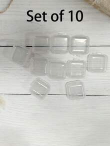 10 Transparent Plastic Small Square Boxes, Jewelry Storage Boxes, Pen Tip Storage Boxes, Earplug Storage Boxes, False Eyelash Storage Boxes, Earring Boxes, Classified Storage, Ring Storage Boxes, Small Medicine Boxes, Clear At A Glance, Suitable For Home, Work, Going Out, And Travel.