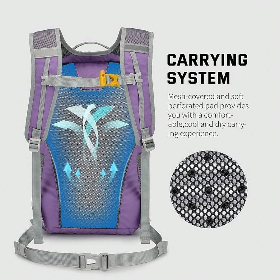 SKYSPER - Mochila de senderismo pequeña, 20 L, ligera, mochila de viaje, senderismo, para mujeres y hombres - Morado - Ver 1