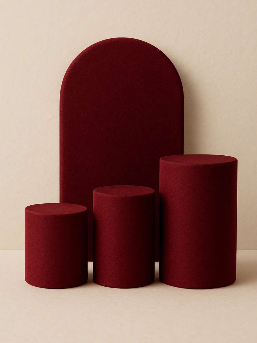 Set Of 4 Double-Sided Roman Panel Pieces And Cylinders - Burgundy - View 1