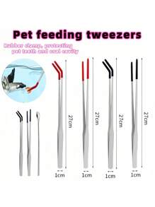 Set di attrezzi in acciaio inossidabile per l'alimentazione di rettili, con testa in gomma - Pinzette per rettili striscianti, adatte per lucertole, lucertole dalla criniera, geco, rane, criceti, tartarughe, pesci, conigli, distributori d'acqua per conigli, mangiatoie, cucchiai per l'alimentazione delicata della bocca, accessori per animali striscianti