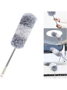 Espanador de Pó Telescópico 2,8m Com Cabo Inox e Cabeça Dobrável – Ferramenta de Limpeza Para Teto/ Cantos Altos/ Paredes e Ventiladores - Branco - Visão 7