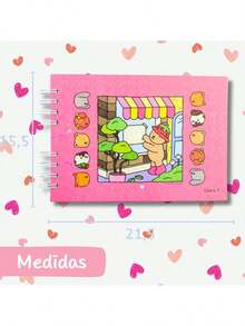 50-Sheet Holographic Hardcover Coloring Book + Double-Tip Marker Pen - Pink - View 7