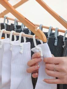 7/25/50 件重型实木衣架 + XL 塑料夹 - 加厚防滑无痕晾衣套装，适用于被子、精品衣架、家庭洗衣房；适用于房东、家庭、服装店乔迁之喜的商业级悬挂解决方案 - 彩色 - 查看 13