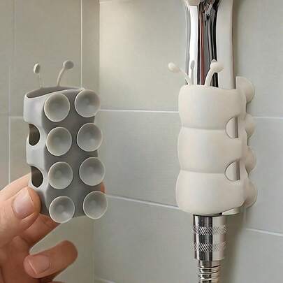 1个随机颜色通用毛毛虫造型淋浴置物架，带吸盘、可移动座椅、免工具安装和可调节淋浴喷头支架，适用于浴室配件、浴室吸盘式便携式淋浴喷头支架、浴室沐浴工具、浴室收纳整理架、返校季浴室配件、浴室工具