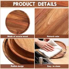 Wooden Plates 8/10/12 Inch Dinner Plates, Acacia Round Wood Plates, Unbreakable Classic Plates, Easy Cleaning & Lightweight For Dishes Snack, Dessert, Housewarming, Christmas Gift - 棕色 - 查看 3