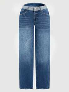 New Women's Designer Stretch Washed Stitching Stretch Denim Trousers - Rửa trung bình - Xem 4