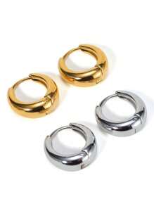 Pendientes de aro gruesos de acero inoxidable dorado para mujeres, pendientes hipoalergénicos lindos y de moda, regalo de joyería minimalista