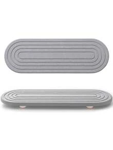 Diatomaceous Earth Sink Organizer Tray - Absorbent Stone Kitchen & Bathroom Countertop Stand, Striped Design, Quick-Dry Toothbrush Holder Pad Kitchen Kitchen Decor Kitchen Organization And Storage Kitchen Accessories,An Ideal Christmas Gift For 2025, Perfect For Kitchen Storage And Organization.