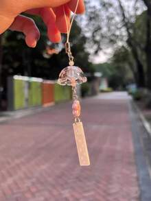 1pc Creative Snowflake Wind Chime Pendant (Plastic Material), Fashionable & Exquisite Wind Chime Accessory, Can Be Used As Phone Strap, Keychain, Card Holder, Bookmark Clip, Etc. Snowflake Keychain For Winter, Birthday Gift - Multicolor - View 13