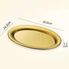 1pc Minimalist Stainless Steel Oval Tray, Serving Platter For Bread, Desserts, Coffee Cups In Cafe