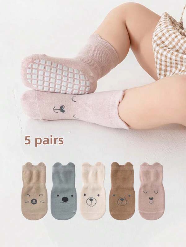 5 paires de chaussettes bébé antidérapantes pour les quatre saisons, avec des semelles antidérapantes conçues pour protéger les bébés des chutes, convenant aux garçons et aux filles pour être portées toute l'année, chaussettes bébé, chaussettes nouveau-né et chaussettes tout-petits.