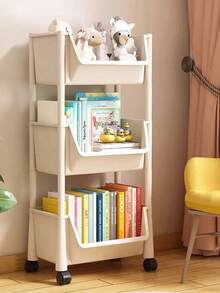 1pc New Thickened Small Trolley Storage Rack, Household Snack Floor Standing Multi-Layer Living Room Storage Book Shelf, Mobile Kitchen Fruit & Vegetable Basket Rack, Factory Wholesale