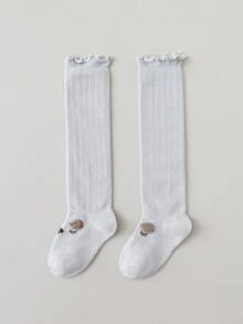 1 par de calcetines largos para bebé, calcetines de algodón delgados para primavera y otoño - Multicolor - Ver 3